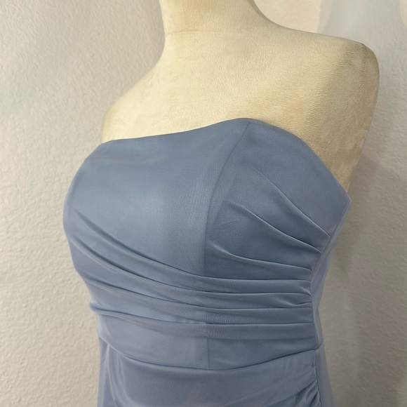 Azazie Dusty Blue Maxi Dress Gown Size A8 NWT - Picture 12 of 16